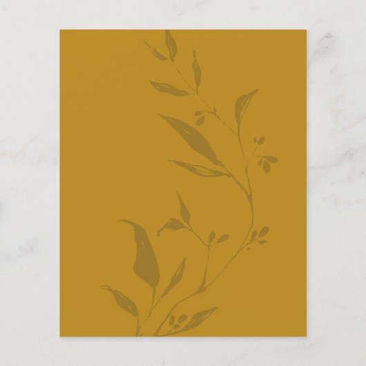 予算ミニマリスト植物黄色結婚式の招待 (裏面)