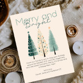 予算ミニマリストBoho Handクリスマスツリーを描いた ノートカード