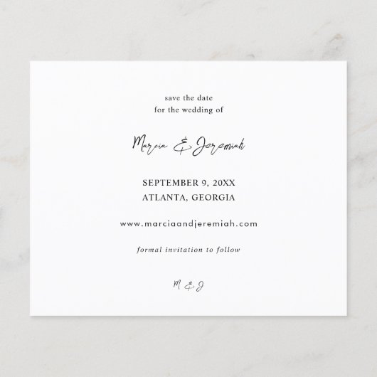 予算ミニマルなシック写真H日付を保存 (裏面)