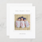 予算ミニマルなトリプレット写真誕生のお知らせ (正面/裏面)