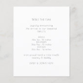 予算ミニマルなトリプレット写真誕生のお知らせ (裏面)