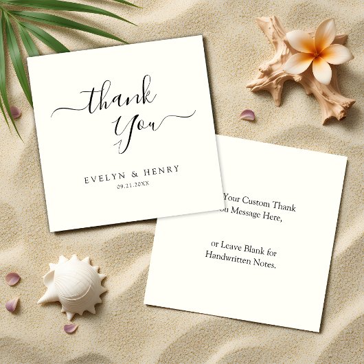 予算ミニマルなブラックスクリプト結婚の感謝 ノートカード