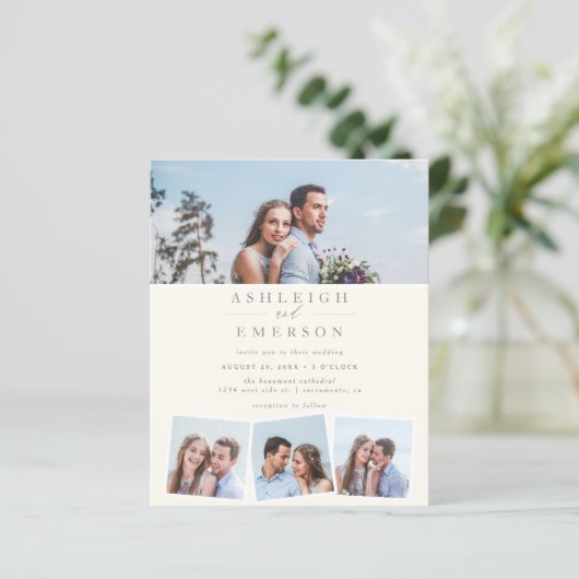 予算ミニマルなベージュフォトコラージュ結婚ズ (スタンド正面)