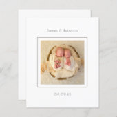 予算ミニマルな双子の写真誕生のお知らせ (正面/裏面)