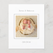 予算ミニマルな双子の写真誕生のお知らせ (正面)