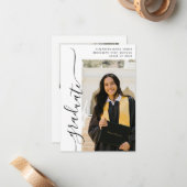 予算ミニマルな大学院写真卒業カード ノートカード (正面/裏面インサイチュ)