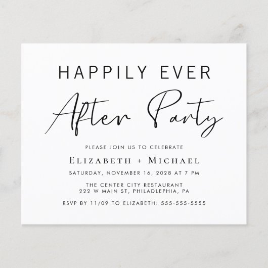 予算ミニマルの結婚パーティの招待状 (正面)