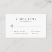 予算ミニマルエレガントタイポグラフィ結婚式RSVP エンクロージャーカード (裏面)