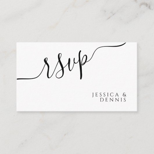 予算ミニマルエレガントタイポグラフィ結婚式RSVP エンクロージャーカード (正面)