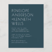 予算ミニマルエレガントリストダークティール(緑がかった色)結婚式の招待 (正面)