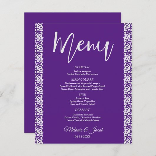 予算ミニマルエレガントリストパープルメニュー (正面/裏面)