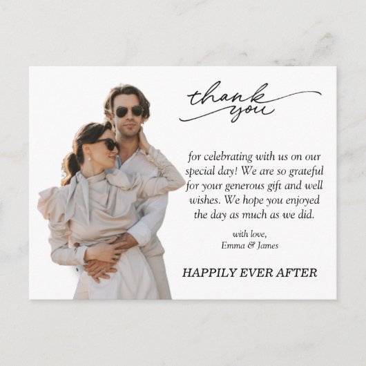 予算ミニマルカスタムリストの結婚写真 ポストカード (正面)