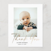 予算ミニマルスクリプト写真ベビーサンキューカード (正面)