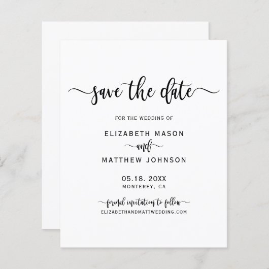 予算ミニマルスタイリッシュリストスクリプト日付の保存 (正面/裏面)