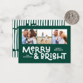 予算ミニマルタイポグラフィ3写真クリスマス ノートカード (正面/裏面インサイチュ)