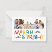 予算ミニマルタイポグラフィ3写真クリスマス ノートカード (正面)