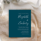 予算ミニマルティール（緑がかった色）ブルーQRコードウェディング招待