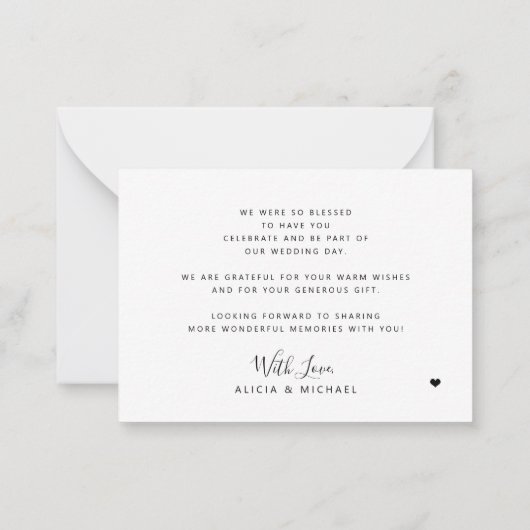 予算ミニマルモダンス結婚3写真感謝していのあなた ノートカード (裏面)