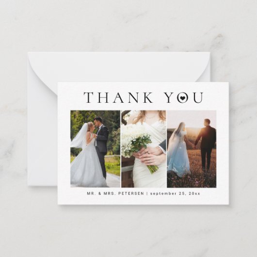 予算ミニマルモダンス結婚3写真感謝していのあなた ノートカード (正面)