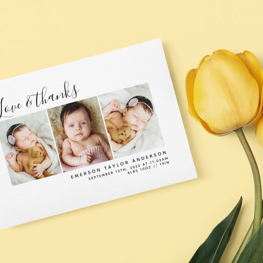 予算ミニマル写真ベビーサンキューカード