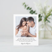 予算ミニマル写真ベビーサンキューカード (スタンド正面)