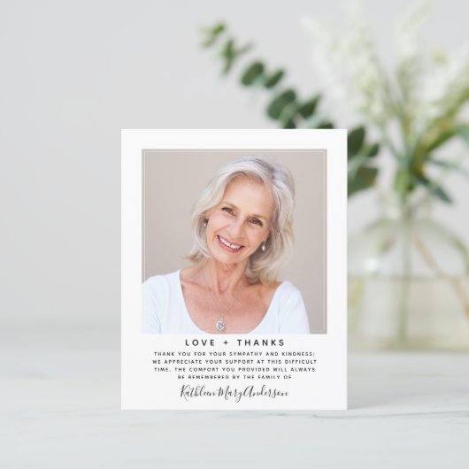 予算ミニマル写真悔やみや弔慰サンキューカード (スタンド正面)