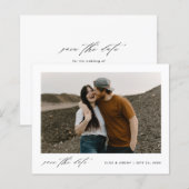 予算ミニマル写真結婚式の日付を保存 (正面/裏面)