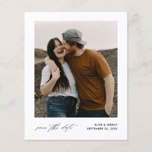 予算ミニマル写真結婚式の日付を保存 チラシ (正面)