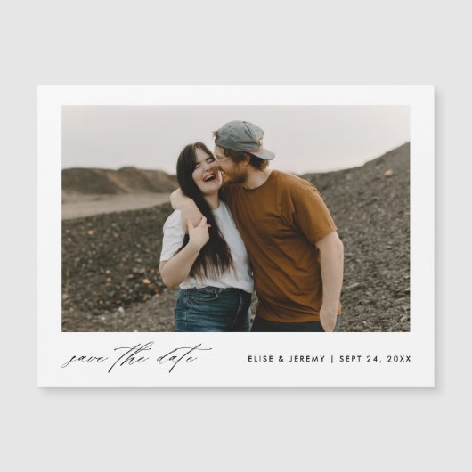 予算ミニマル写真結婚式の日付を保存 マグネット招待状 (正面)