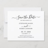 予算ミニマル写真結婚式の日付カードを保存 (裏面)