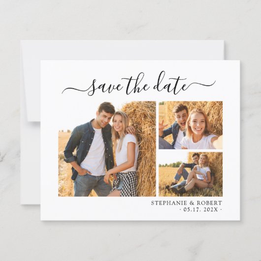 予算ミニマル写真結婚式の日付カードを保存 (正面)