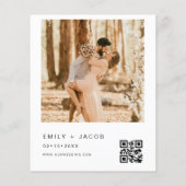 予算ミニマル写真QRコード結婚式招待状 (裏面)