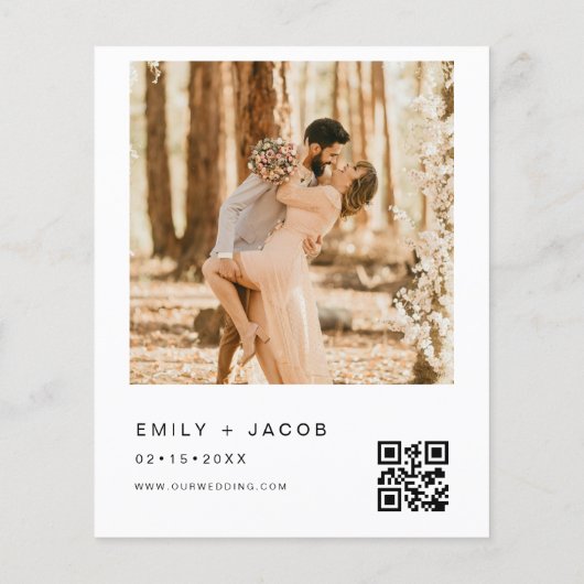 予算ミニマル写真QRコード結婚式招待状 (裏面)