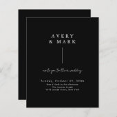 予算ミニマル白黒シンプル結婚式の招待 (正面/裏面)