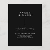 予算ミニマル白黒シンプル結婚式の招待 (正面)
