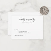 予算ミニマル白黒スモダンクリプトRSVP ノートカード (正面/裏面インサイチュ)