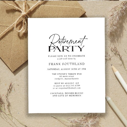 予算ミニマル白黒退職パーティー