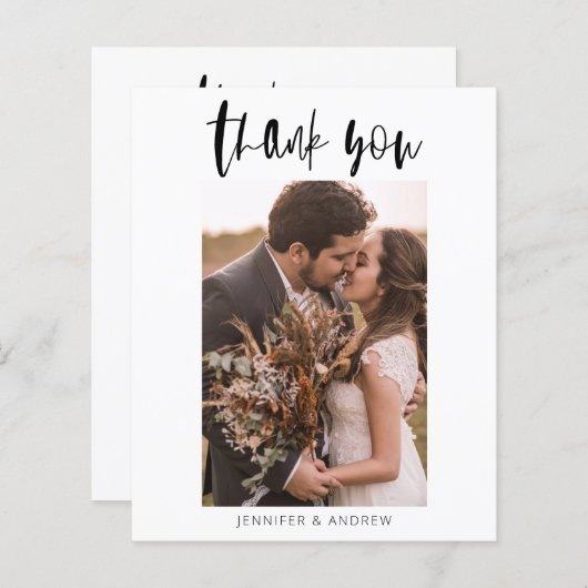 予算ミニマル結婚リストのサンキューカード (正面/裏面)