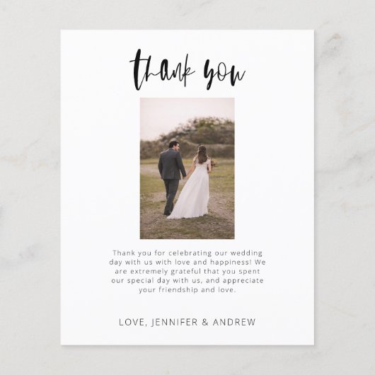 予算ミニマル結婚リストのサンキューカード (裏面)