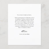 予算ミニマル結婚リストの写真ありがとうポストカード チラシ (裏面)