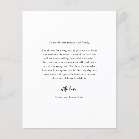 予算ミニマル結婚リストの写真ありがとうポストカード チラシ (裏面)