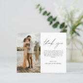 予算ミニマル結婚リストの写真サンキューカード (スタンド正面)