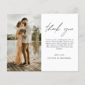 予算ミニマル結婚リストの写真サンキューカード (正面)