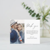 予算ミニマル結婚リストの写真サンキューカード (スタンド正面)