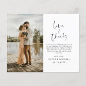 予算ミニマル結婚リストの写真サンキューカード (正面)