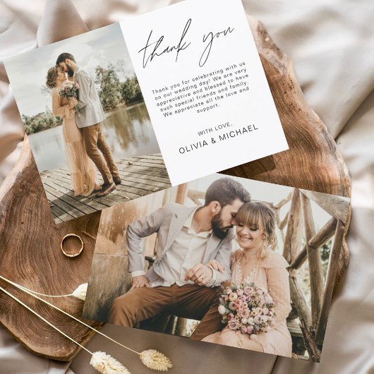 予算ミニマル結婚リストの写真サンキューカード