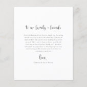 予算ミニマル結婚リストの写真サンキューカード チラシ (裏面)