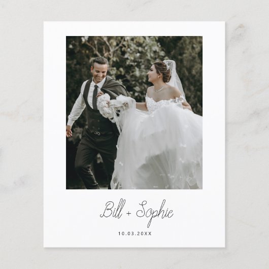 予算ミニマル結婚リストの写真サンキューカード チラシ (正面)