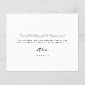 予算ミニマル結婚リストの写真サンキューカード チラシ (裏面)