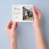 予算ミニマル結婚リストの写真サンキューカード チラシ (手)